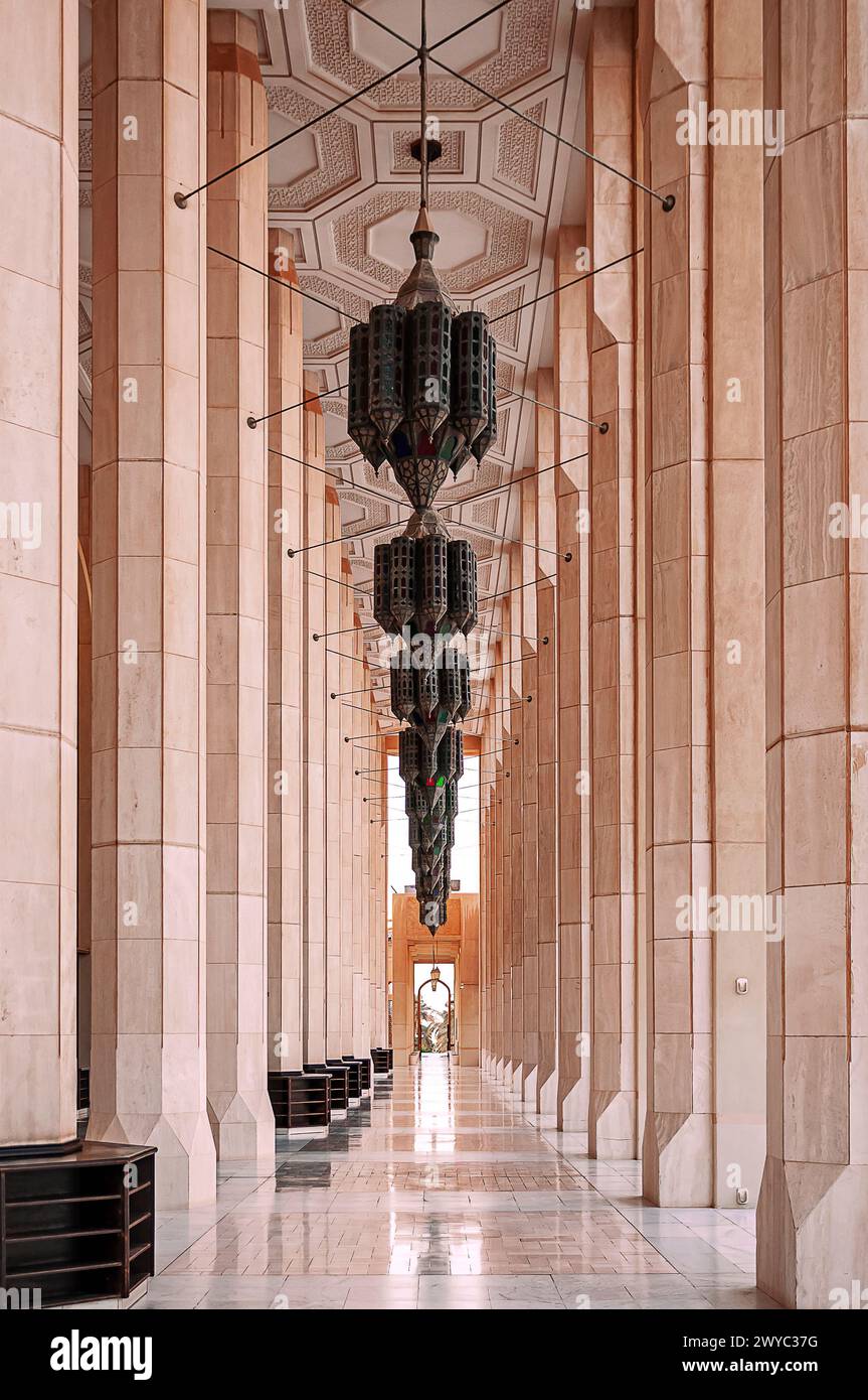 exterior corridor of the grand mosque in Kuwait City. You can notice ...