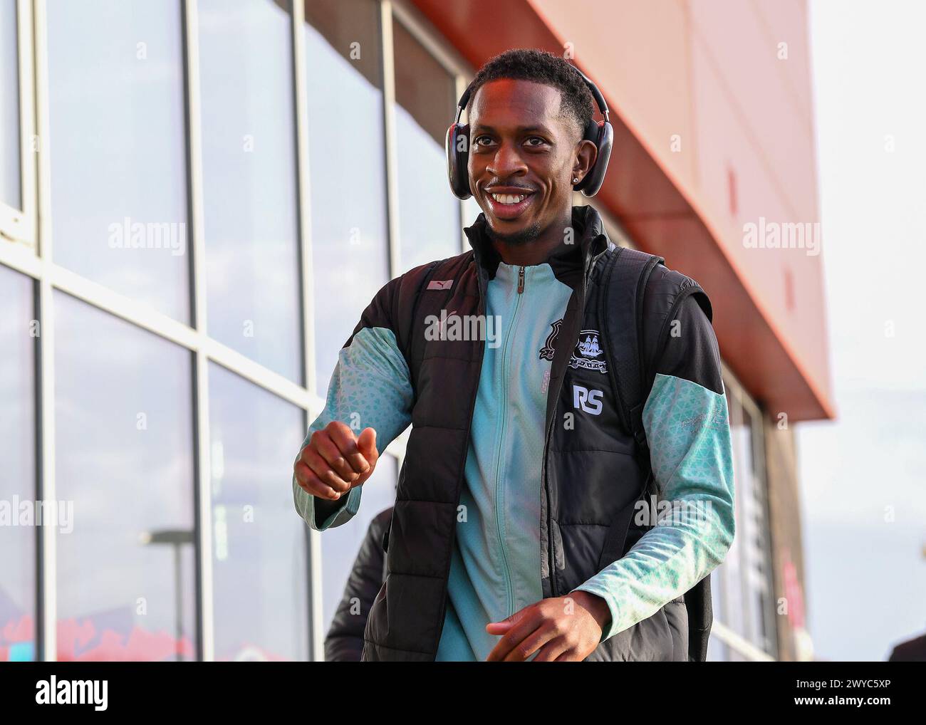 Mickel Miller of Plymouth Argyle arrives during the Sky Bet Championship match Rotherham United vs Plymouth Argyle at New York Stadium, Rotherham, United Kingdom, 5th April 2024 (Photo by Stan Kasala/News Images) in, on 4/5/2024. (Photo by Stan Kasala/News Images/Sipa USA) Credit: Sipa USA/Alamy Live News Stock Photo