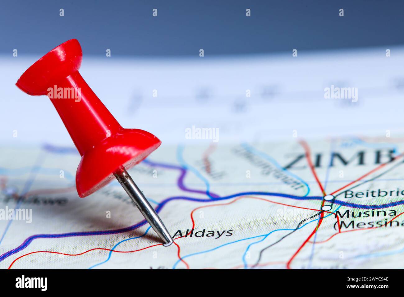 Alldays, South Africa pin on map Stock Photo Alamy