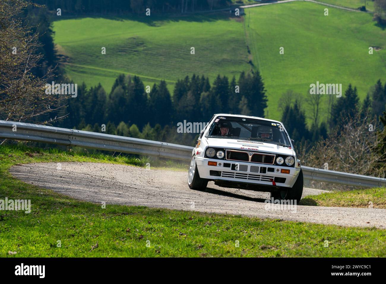 Wolfsberg, Austria. 05th Apr, 2024. WOLFSBERG, AUSTRIA - APRIL 5: Burghard Brink of Germany and Richard Lueke of Germany in their Lancia Delta Integrale 16V during the Lavanttal Rallye on April 5, 2024 in Wolfsberg, Austria.240405 SEPA 25 058 - 20240405 PD6931 Credit: APA-PictureDesk/Alamy Live News Stock Photo