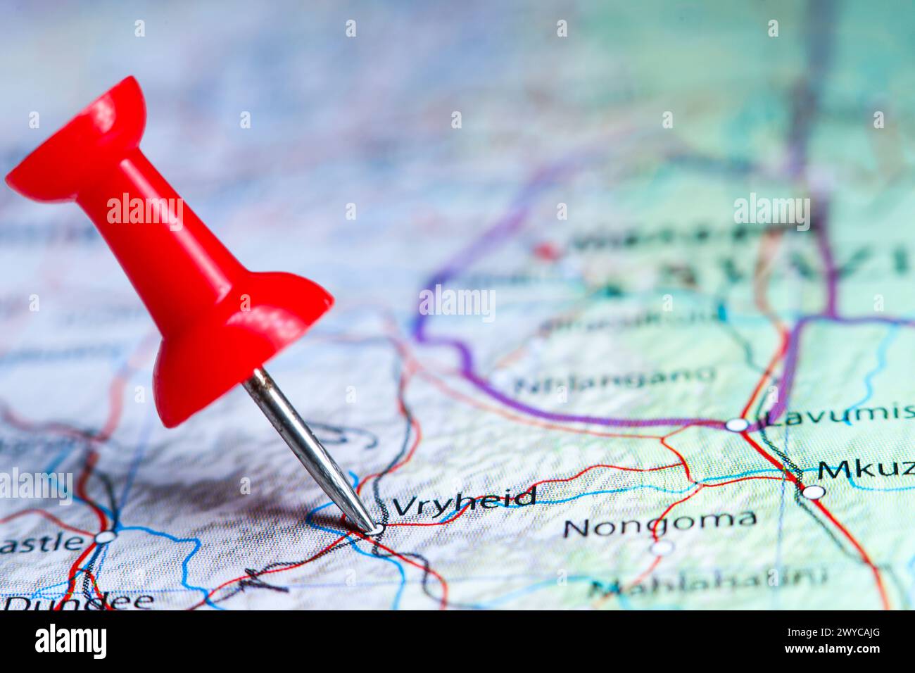 Vryheid, South Africa pin on map Stock Photo - Alamy