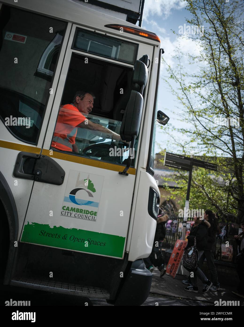 A Bin/waste collection truck in Cambridge UK Stock Photo Alamy