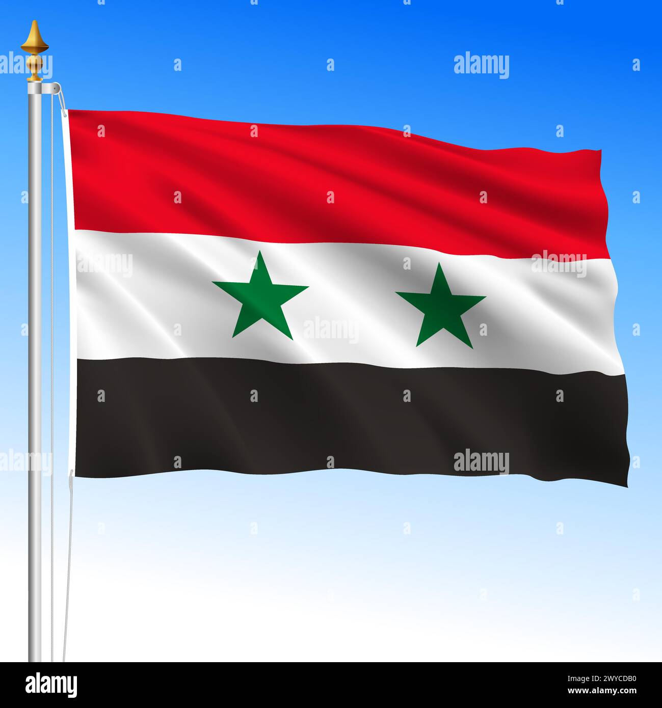Syria official national waving flag, asiatic country, vector illustration Stock Vector