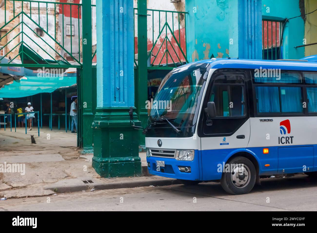 Yutong bus with the ICRT logo in Havana, Cuba Stock Photo