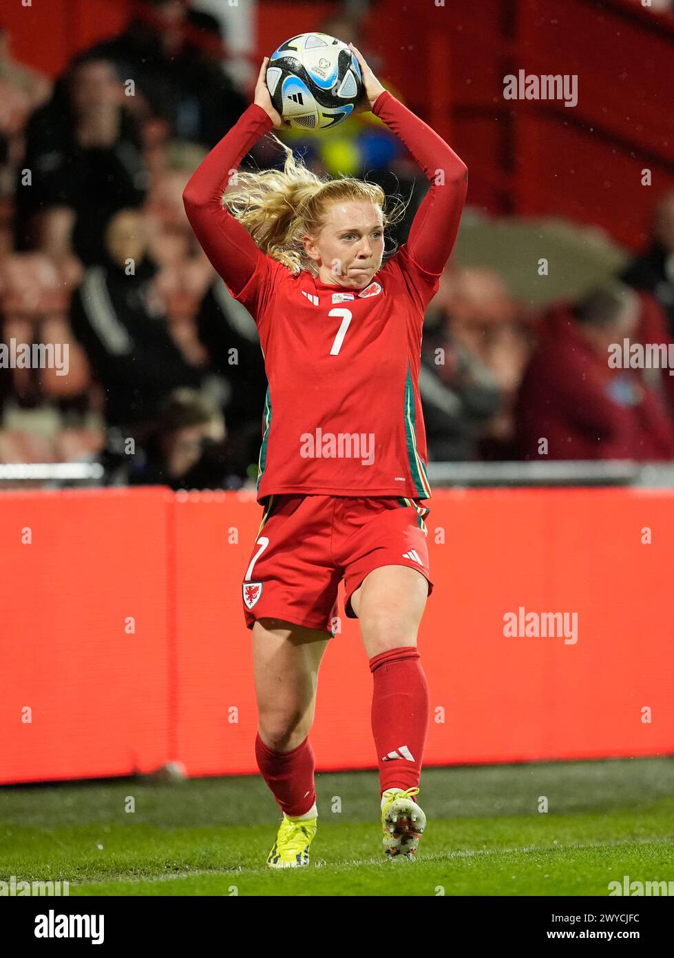 Wales’ Ceri Holland during the UEFA Women's Euro 2025 qualifying round League B, Group B4 match at the SToK Cae Ras, Wrexham. Picture date: Friday April 5, 2024. Stock Photo