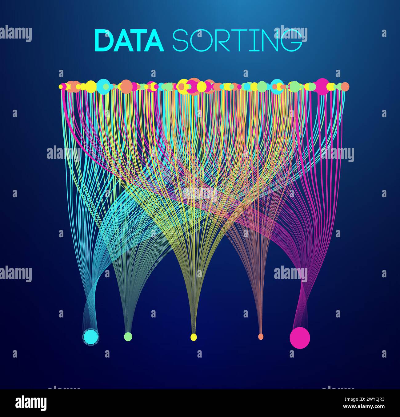 Data sorting colorful lines background. Data flow technology ...