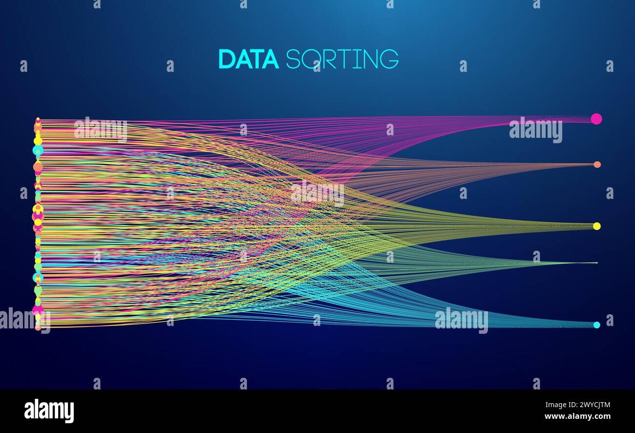Data sorting colorful lines background. Data flow technology ...