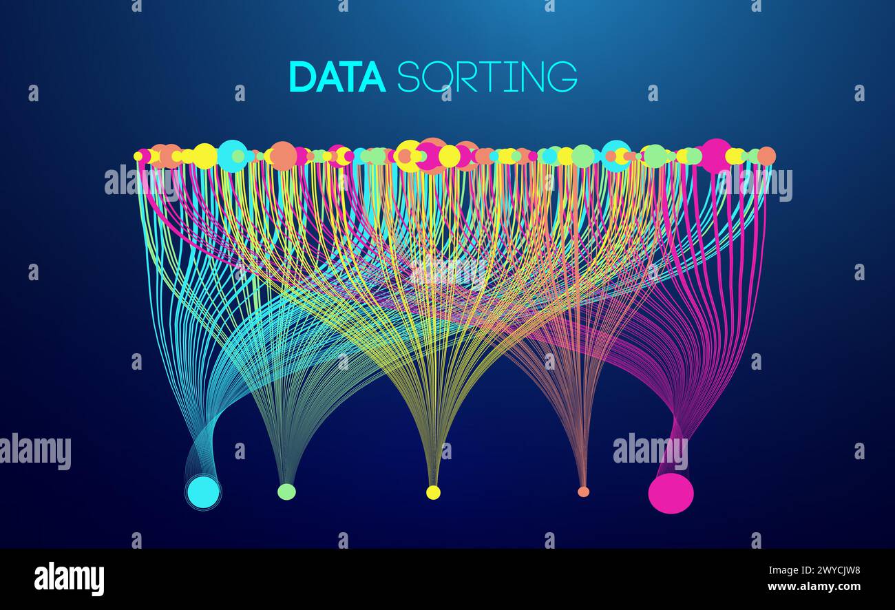 Data sorting colorful lines background. Data flow technology ...
