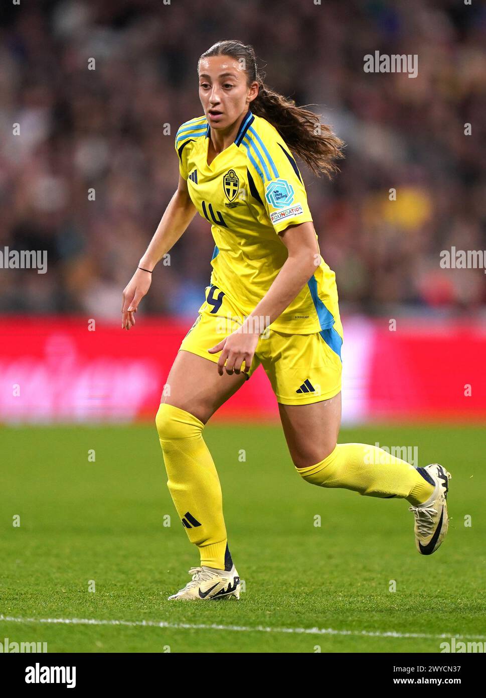 Sweden's Rosa Kafaji during the UEFA Women's Euro 2025 qualifying round
