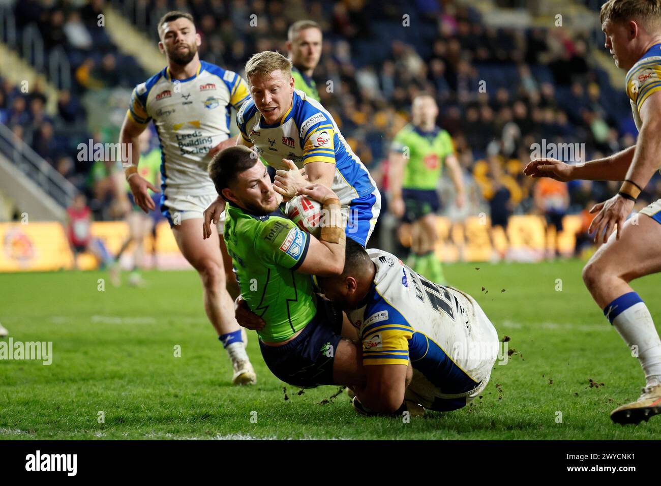 Warrington Wolves Danny Walker scores his side's fourth try of the game ...