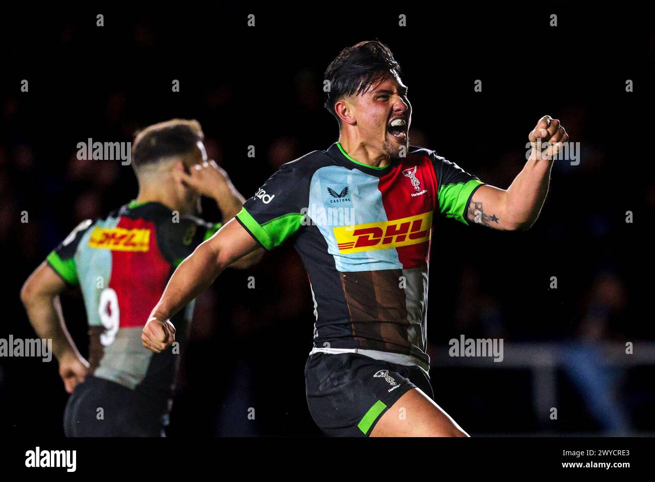 Harlequins marcus smith celebrates hires stock photography and images