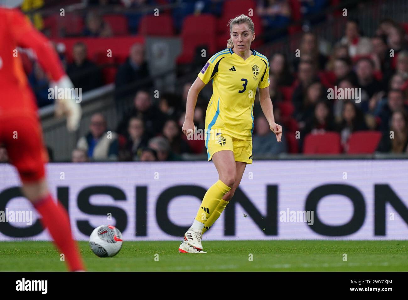 London, UK. 05th Apr, 2024. Linda Sembrant of Sweden during the England Women v Sweden Women UEFA Women's European Qualifier League A Group 3 match at Wembley Stadium, London, England, United Kingdom on 5 April 2024. Credit: Every Second Media/Alamy Live News Stock Photo