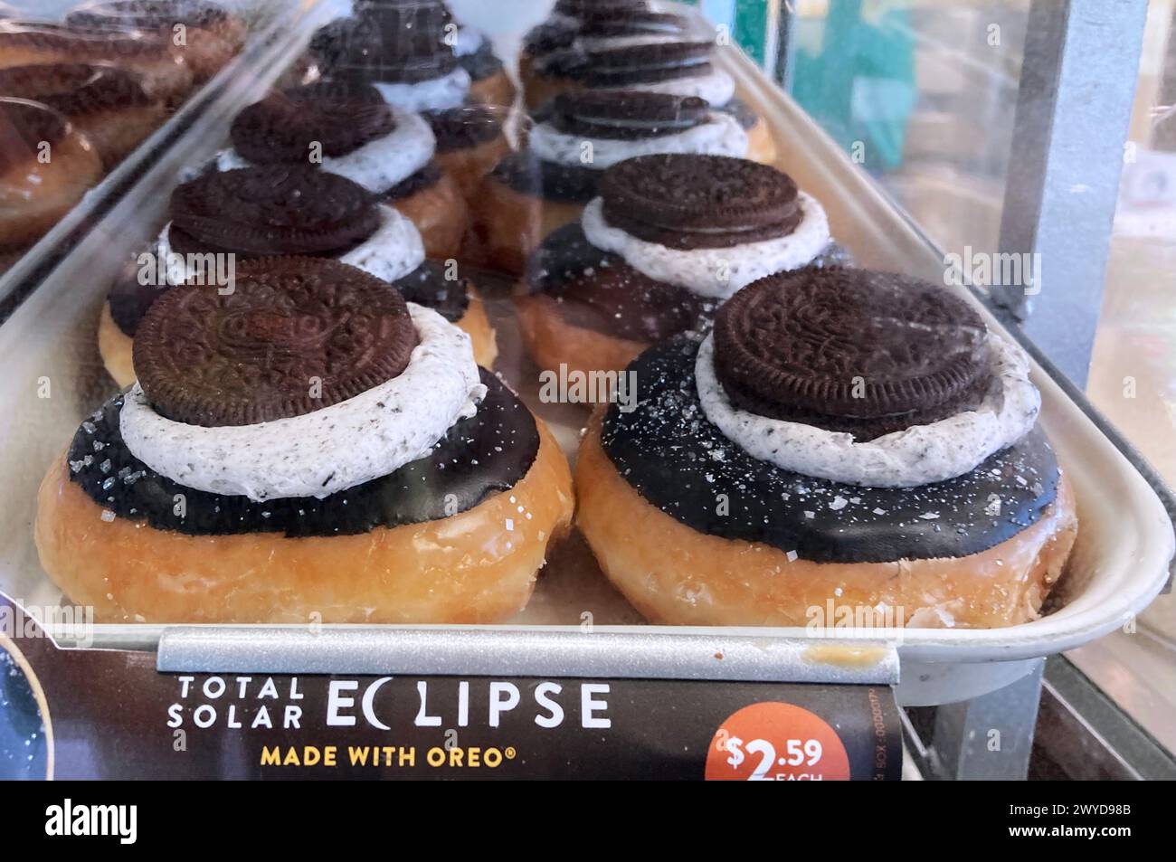 Special OREO donuts are displayed at a Krispy Kreme store in Orlando
