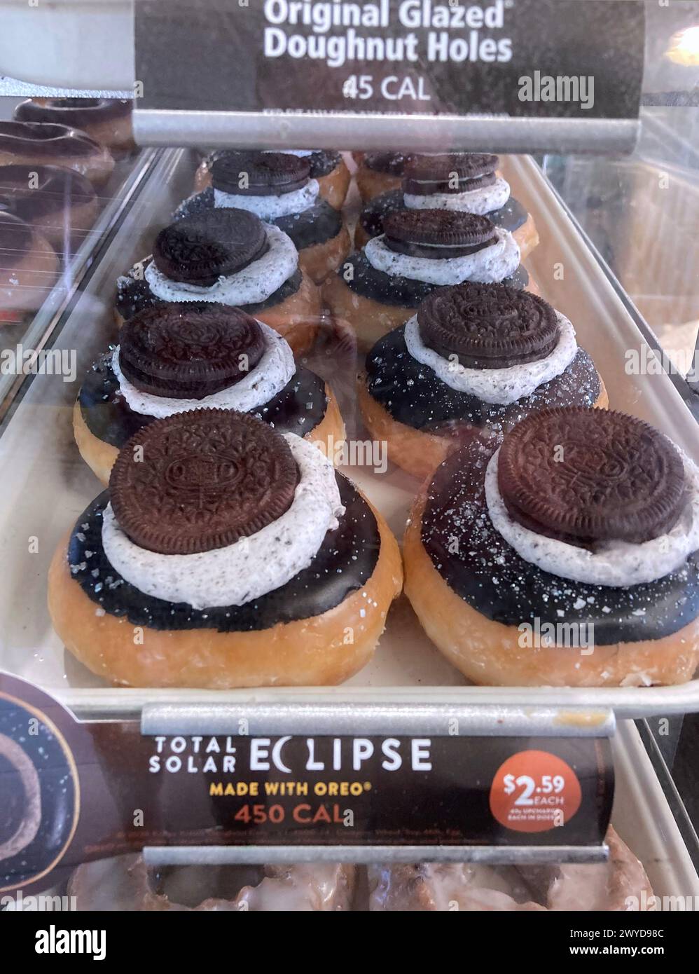 Special OREO donuts are displayed at a Krispy Kreme store in Orlando