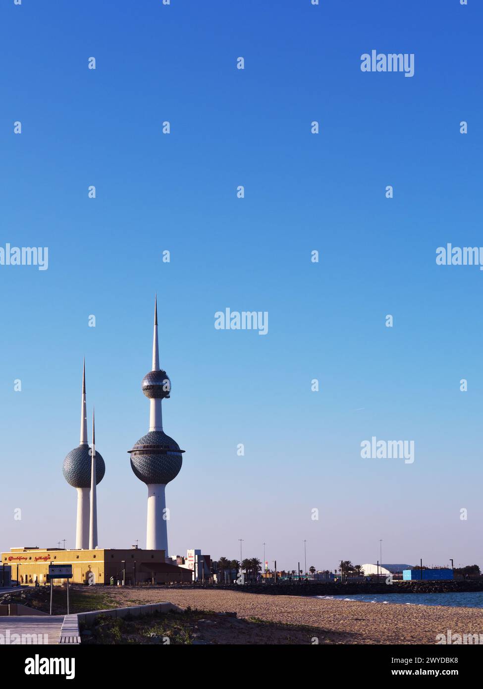Famous Towers of Balls in Kuwait in a sunny day with clear sky. Blue
