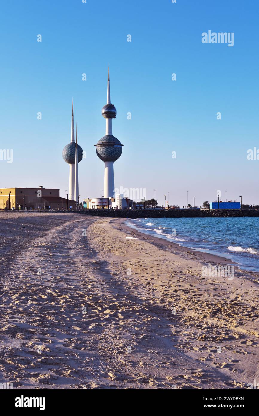 Famous Towers of Balls in Kuwait in a sunny day with clear sky. Blue