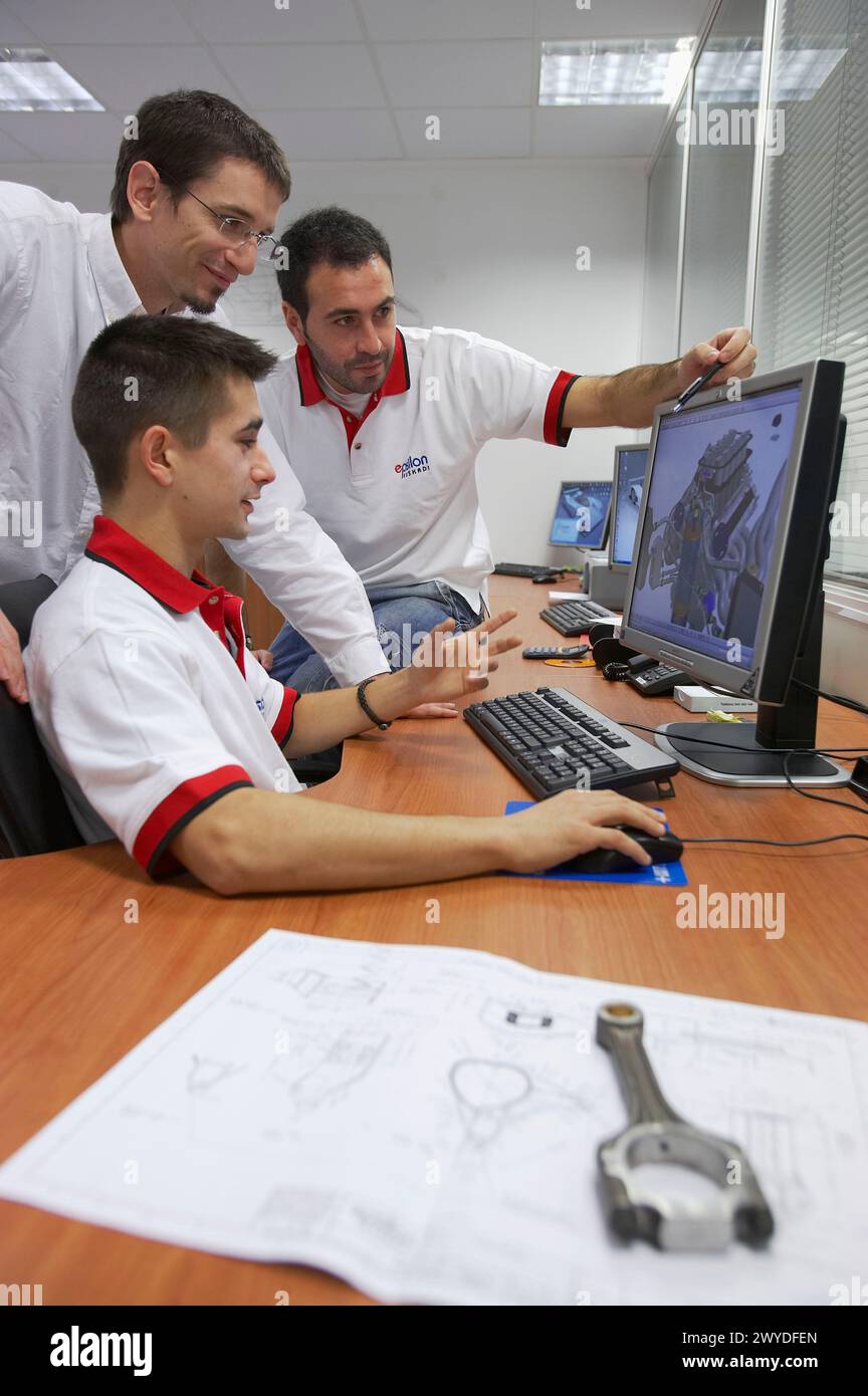 R+D, CAD design of parts for racing cars. Epsilon Euskadi, car technology high performance centre , Azkoitia, Gipuzkoa, Basque Country. Stock Photo