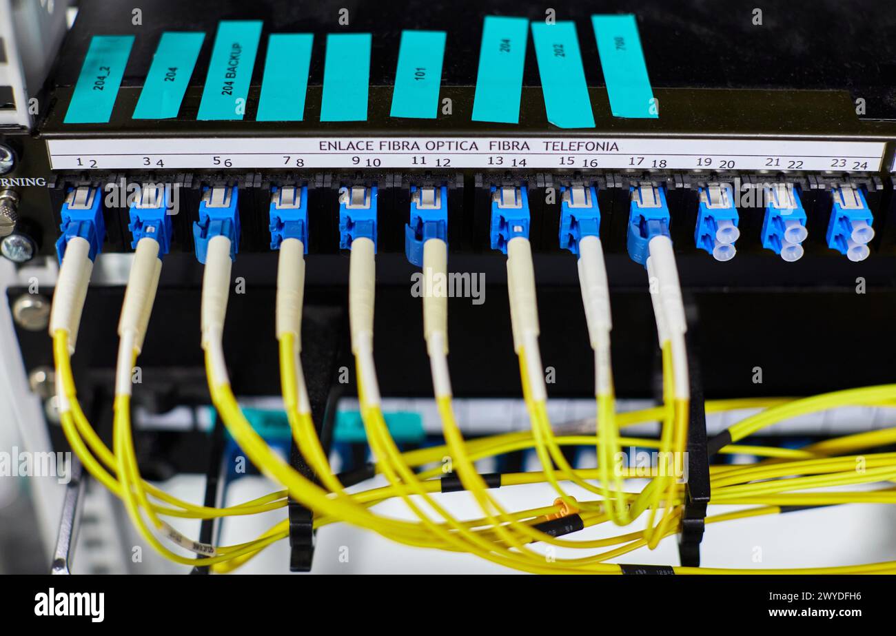 Communication network cabinets, CPD, Data Processing Center. Stock Photo