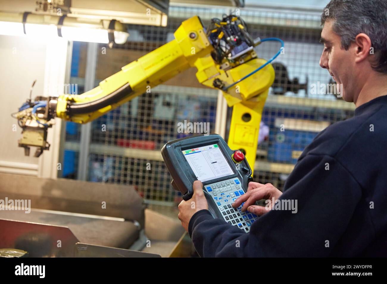 Control panel. Robot with vision. Loading transfer machine machining. Machined Indecober. Machining of precision parts in series. Automotive industry. Berriz. Bizkaia. Basque Country. Spain. Stock Photo