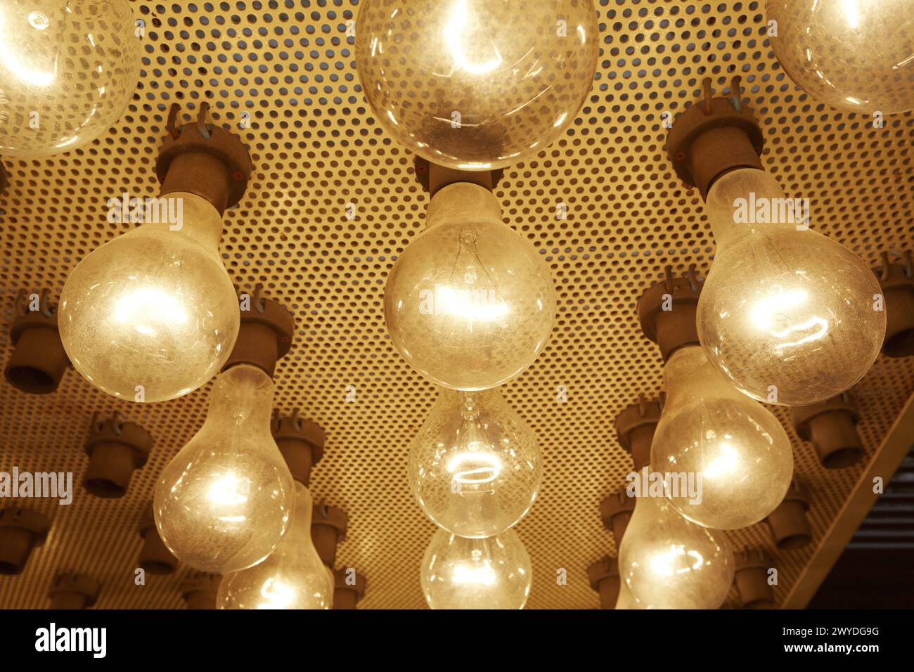 Incandescent lamps. Laboratory tests. Manufacture of electrical equipment Stock Photo Alamy