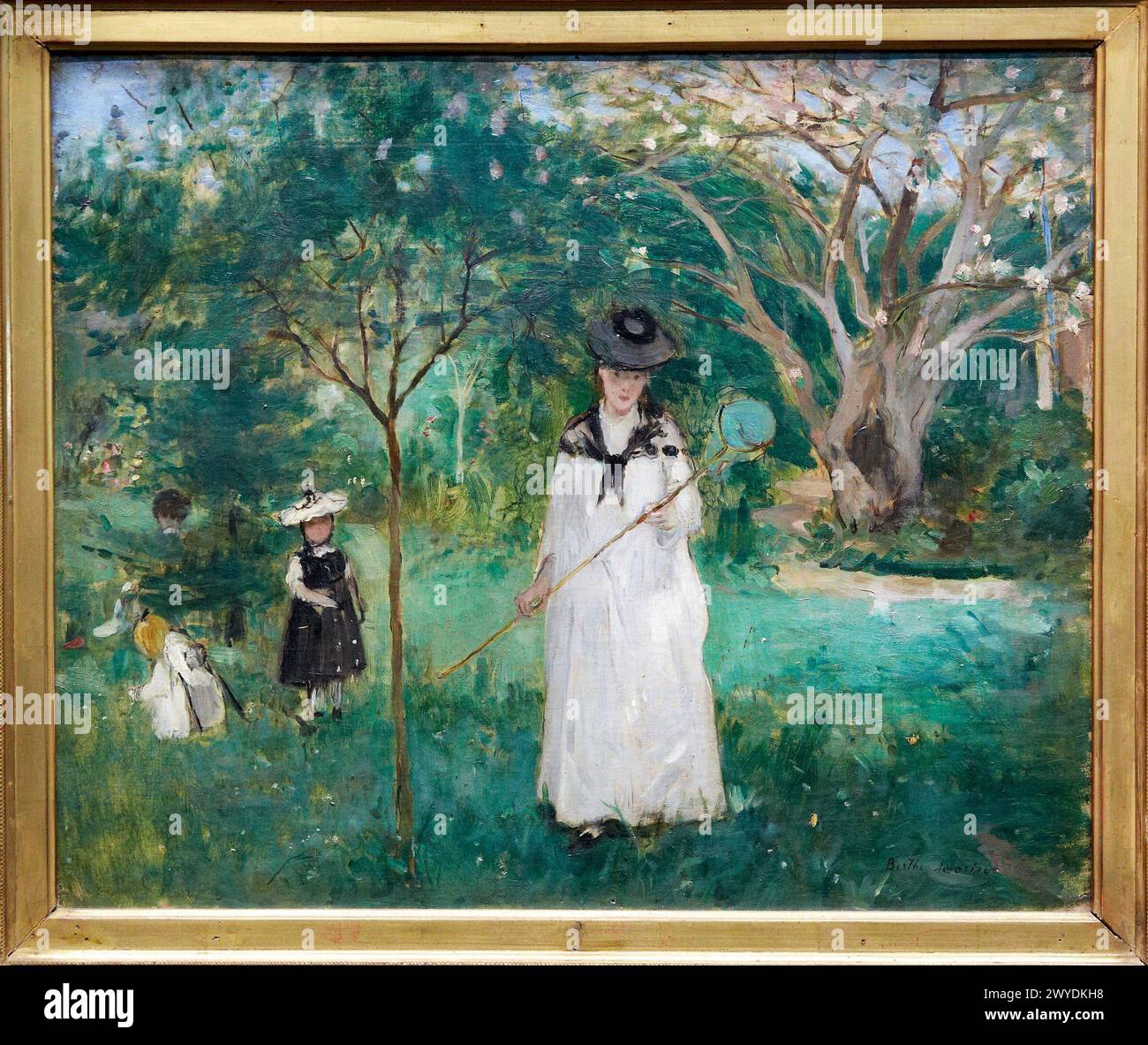 'Chasing Butterflies', by Berthe Morisot, 1875, 19th Century, oil on canvas. Musée d'Orsay. Orsay Museum. Paris. France. Stock Photo