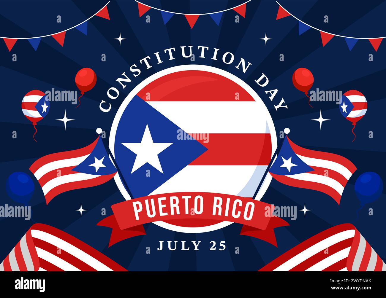Happy Puerto Rico Constitution Day Vector Illustration on 25 July with