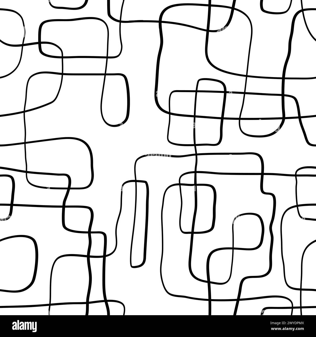 Abstract hand-drawn doodle seamless pattern. Clean and minimalist look. Stock Vector
