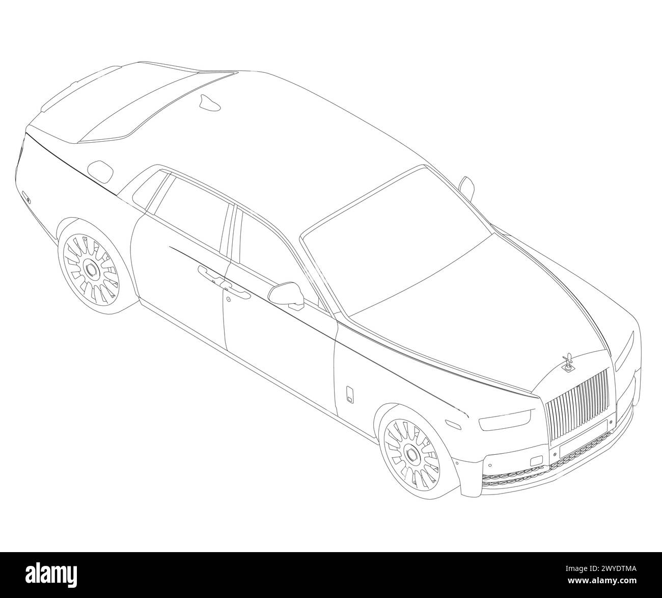 Contour of a luxury car on a white background. Modern sport car sketch