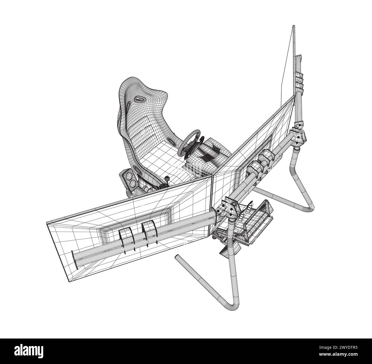 Electronic wheel technology for computer game, vector illustration
