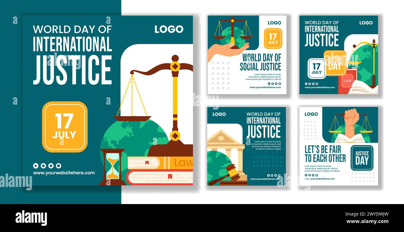 Day of Social Justice Social Media Post Flat Cartoon Hand Drawn ...