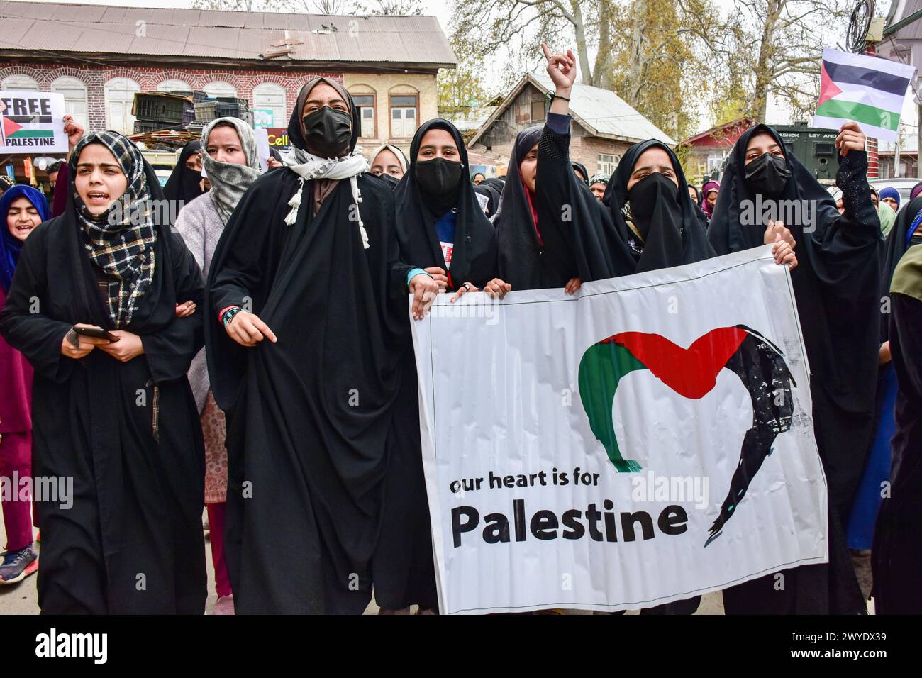 Kashmir, India. 05th Apr, 2024. Kashmiri Shiite Muslim women take part ...