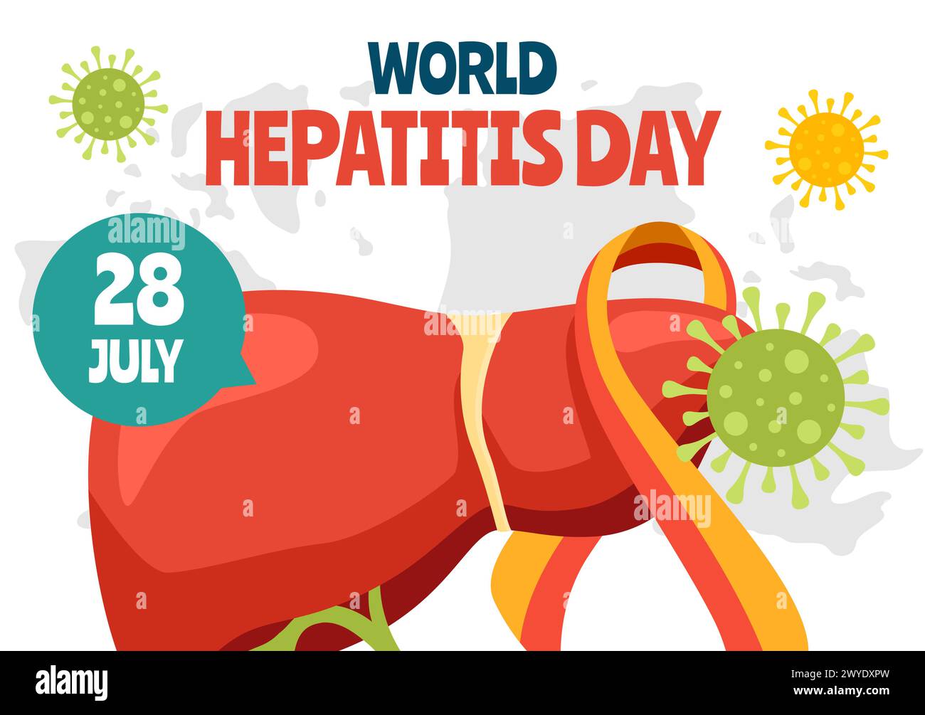 Hepatitis Day Social Media Background Flat Cartoon Hand Drawn Templates Illustration Stock Vector