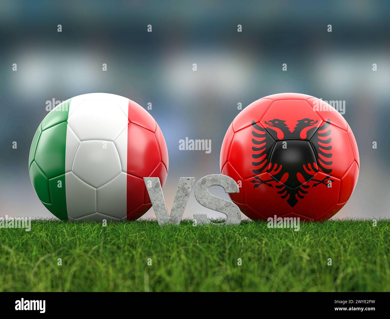Football euro cup group B Italy vs Albania. 3d illustration Stock Photo ...