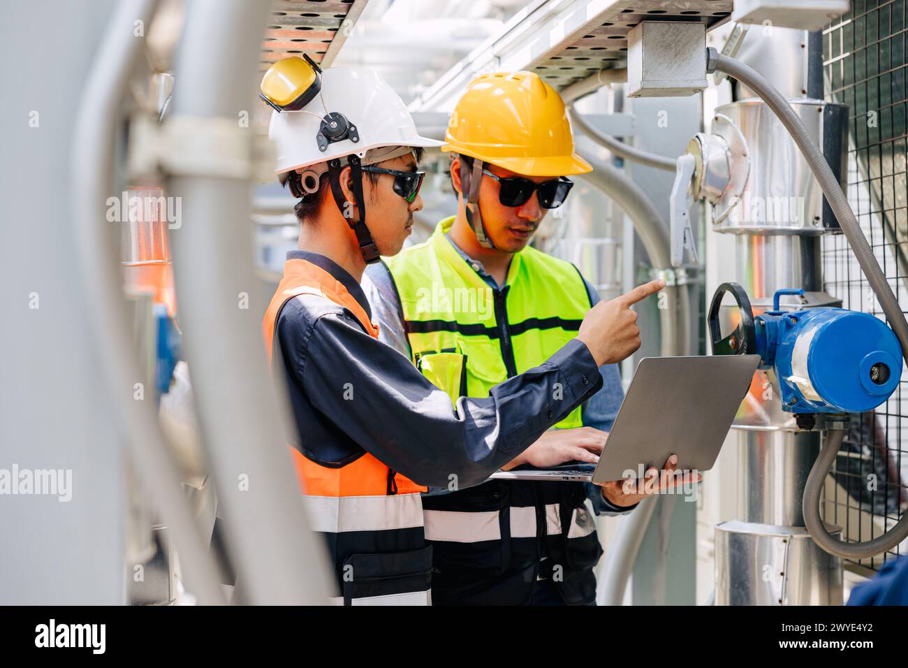 engineer man working with water pipe line in gas oil industry workplace Stock Photo