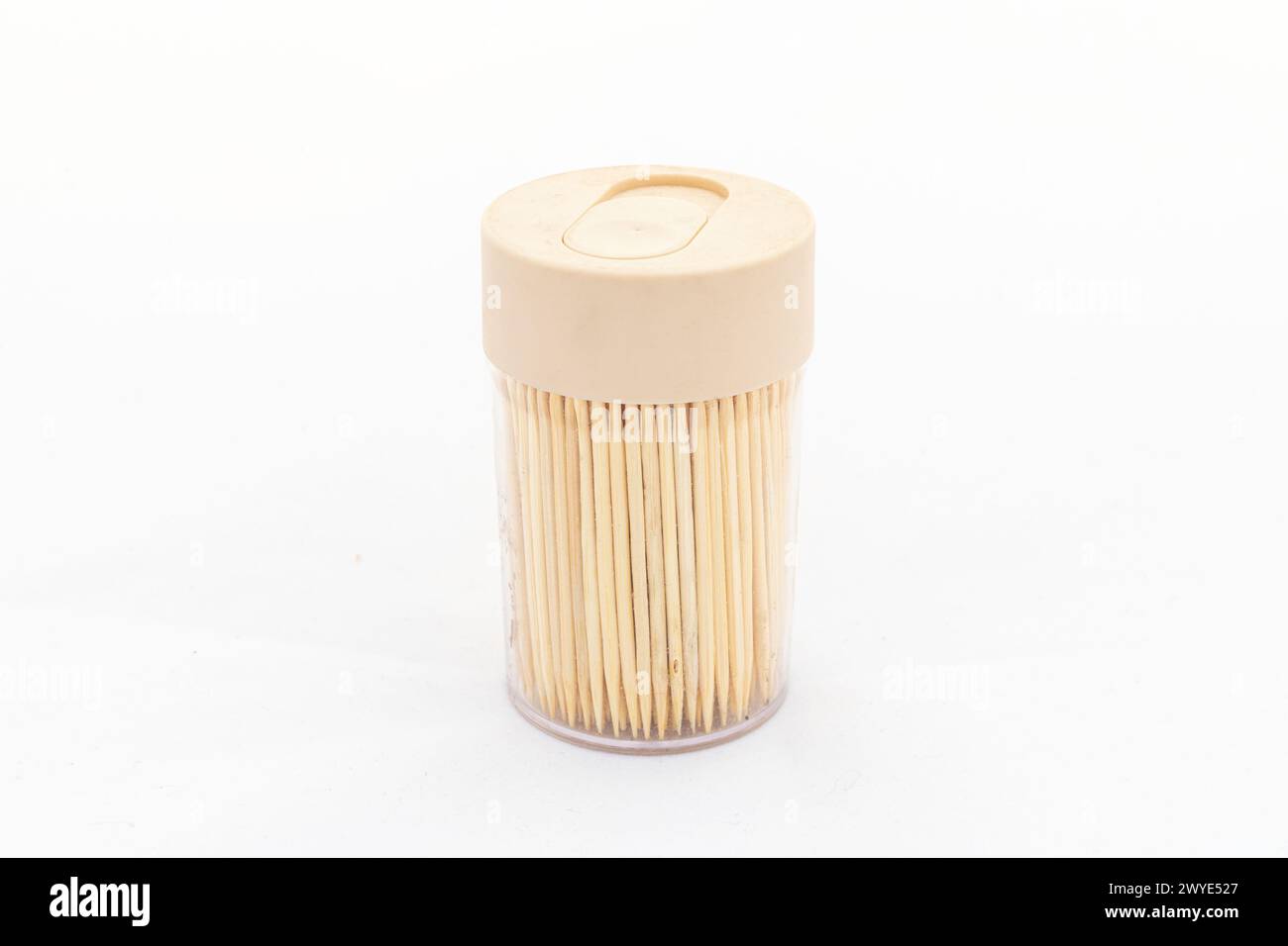 Toothpicks in a box on a white background Stock Photo