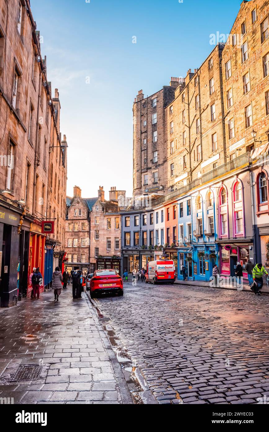 Edinburgh, Scotland January 22nd, 2024 a sunny view of the colorful