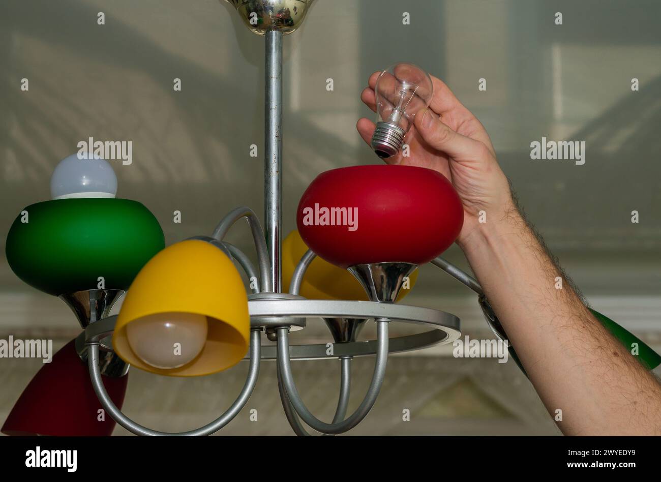 replacement of the lamp in the lamp. concept Stock Photo