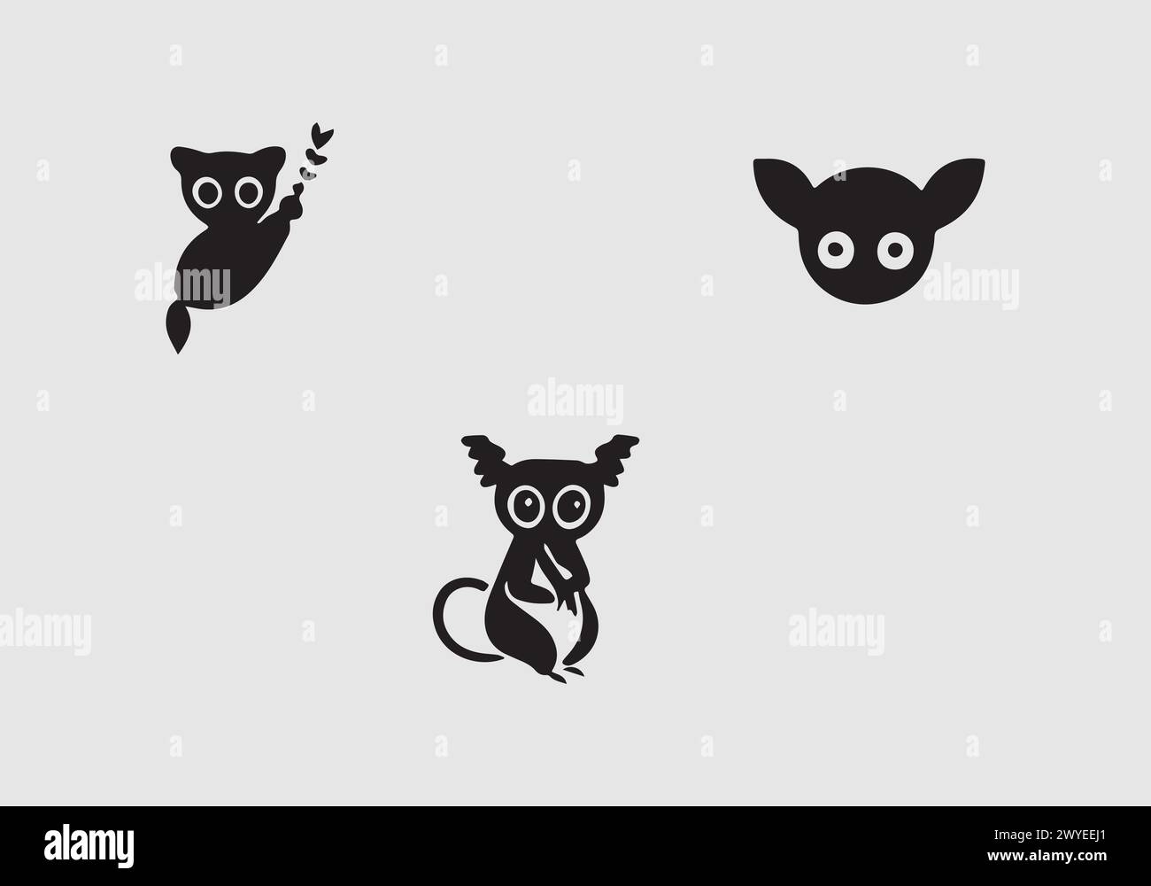 minimal stylish black Bush Baby icon illustration design Stock Vector