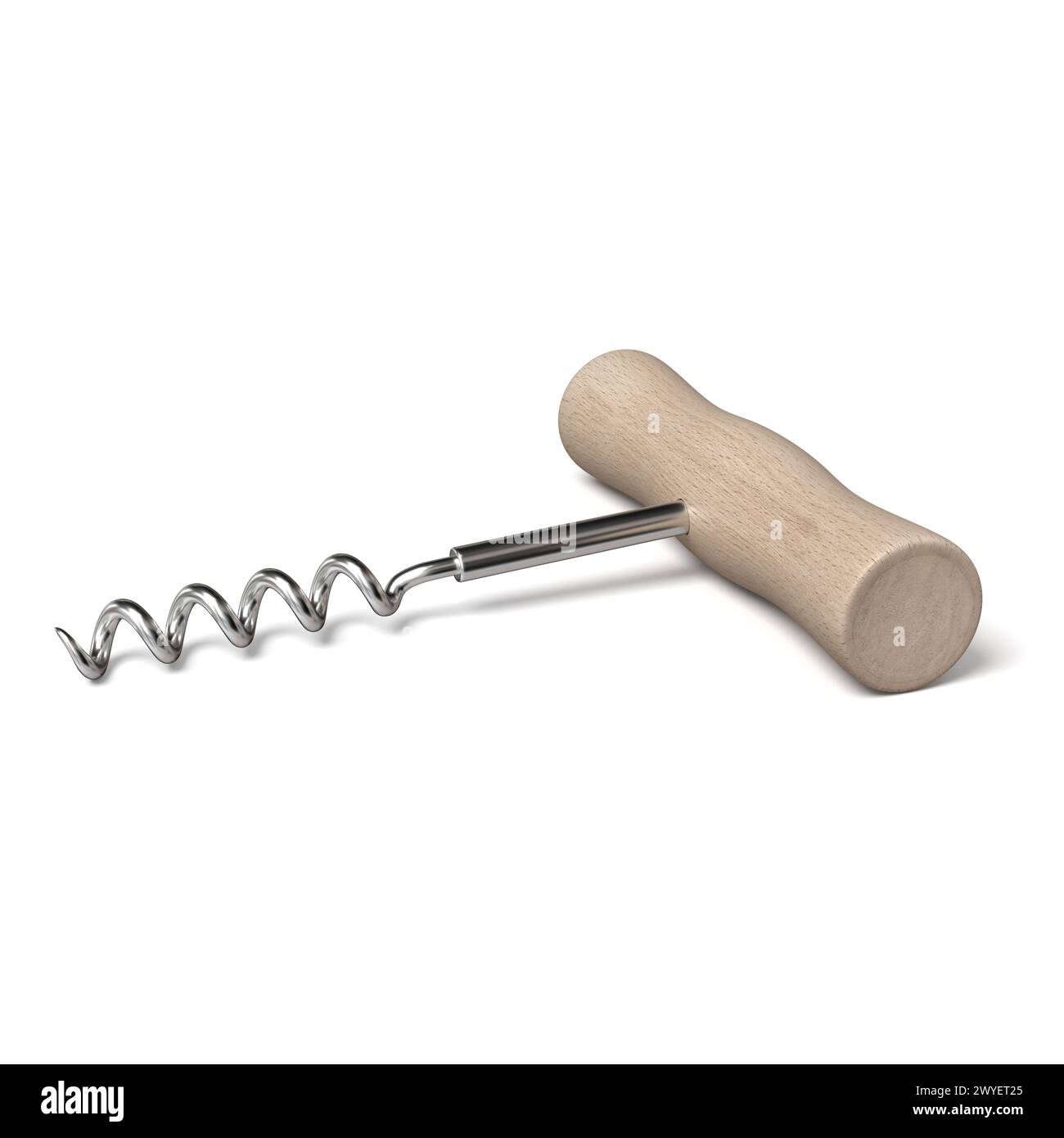 Sleek corkscrew with a wooden grip Stock Photo
