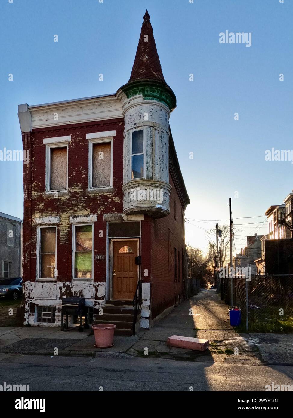 An abandoned home in Philadelphia's Strawberry Mansion neighborhood. Stock Photo