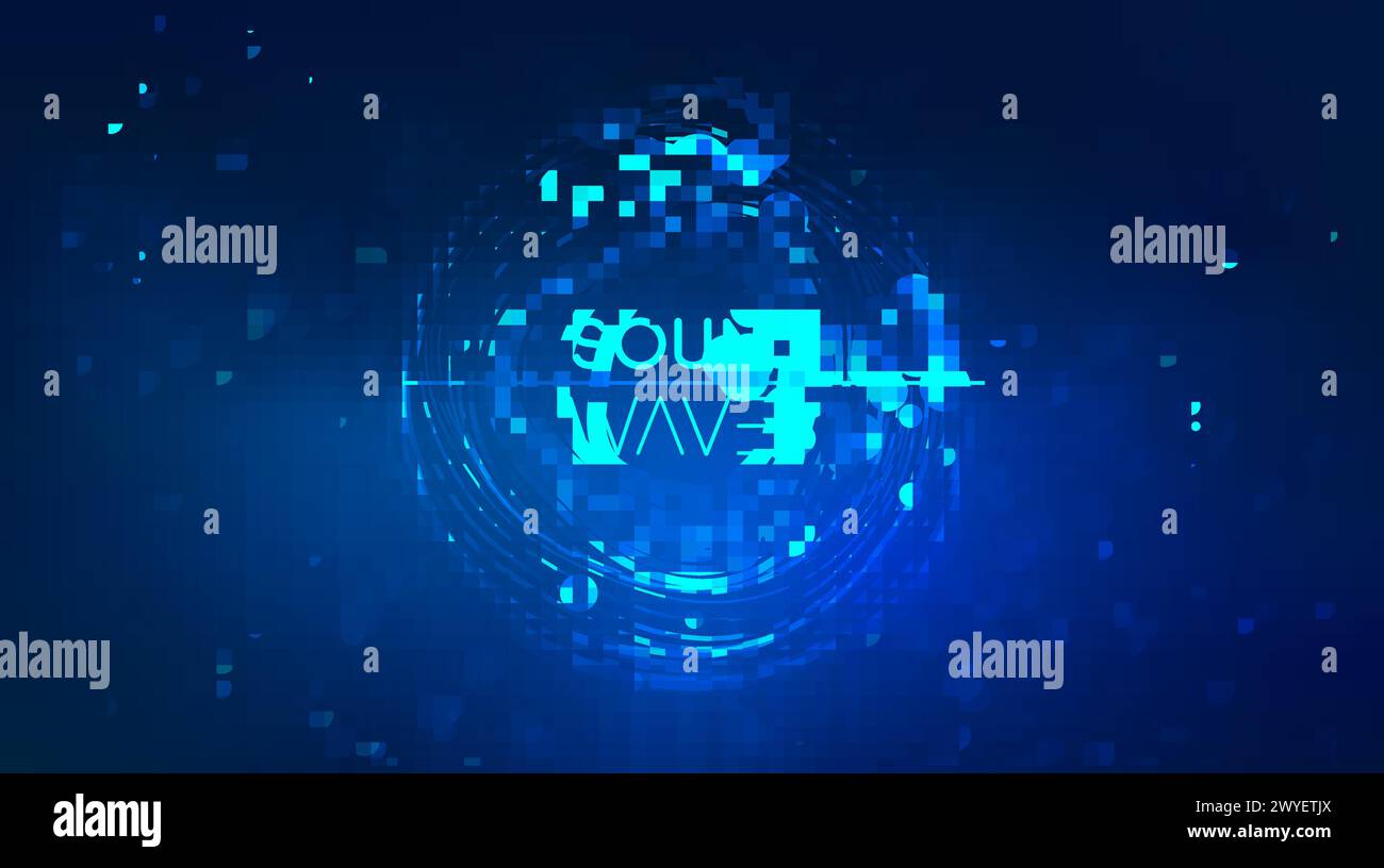 Sound wave circle visualization on blue background. Stock Vector