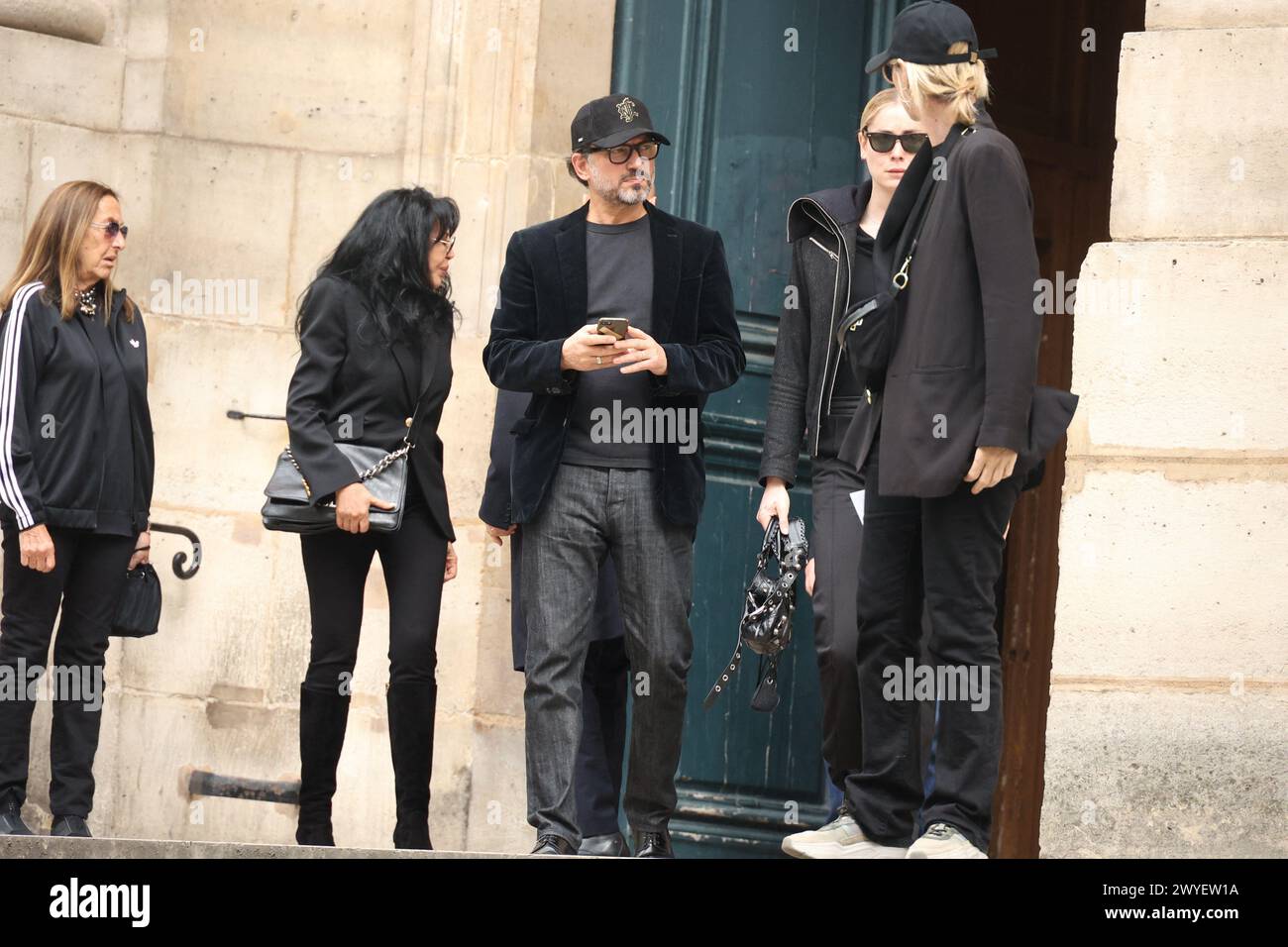 Paris, France. 06th Apr, 2024. Vincent Perez arriving to the funeral ceremony for French businessman Jean-Yves Le Fur at Saint Roch Church in Paris, France on April 6, 2024. Jean-Yves Le Fur, a businessman invested in the world of media, died at the age of 59 due to pancreatic cancer. He was former fiance of Princess Stephanie of Monaco and has a son, Diego with French actress and director Maiwenn, and was Kate Moss's godfather at her wedding to Jamie Hince. Photo by Jerome Domine/ABACAPRESS.COM Credit: Abaca Press/Alamy Live News Stock Photo