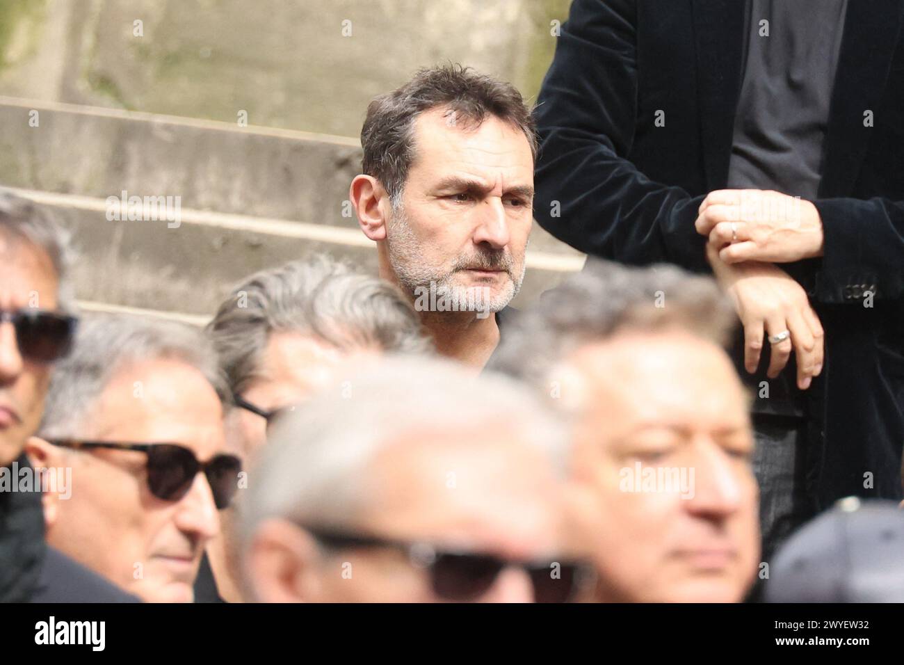 Paris, France. 06th Apr, 2024. arriving to the funeral ceremony for French businessman Jean-Yves Le Fur at Saint Roch Church in Paris, France on April 6, 2024. Jean-Yves Le Fur, a businessman invested in the world of media, died at the age of 59 due to pancreatic cancer. He was former fiance of Princess Stephanie of Monaco and has a son, Diego with French actress and director Maiwenn, and was Kate Moss's godfather at her wedding to Jamie Hince. Photo by Jerome Domine/ABACAPRESS.COM Credit: Abaca Press/Alamy Live News Stock Photo