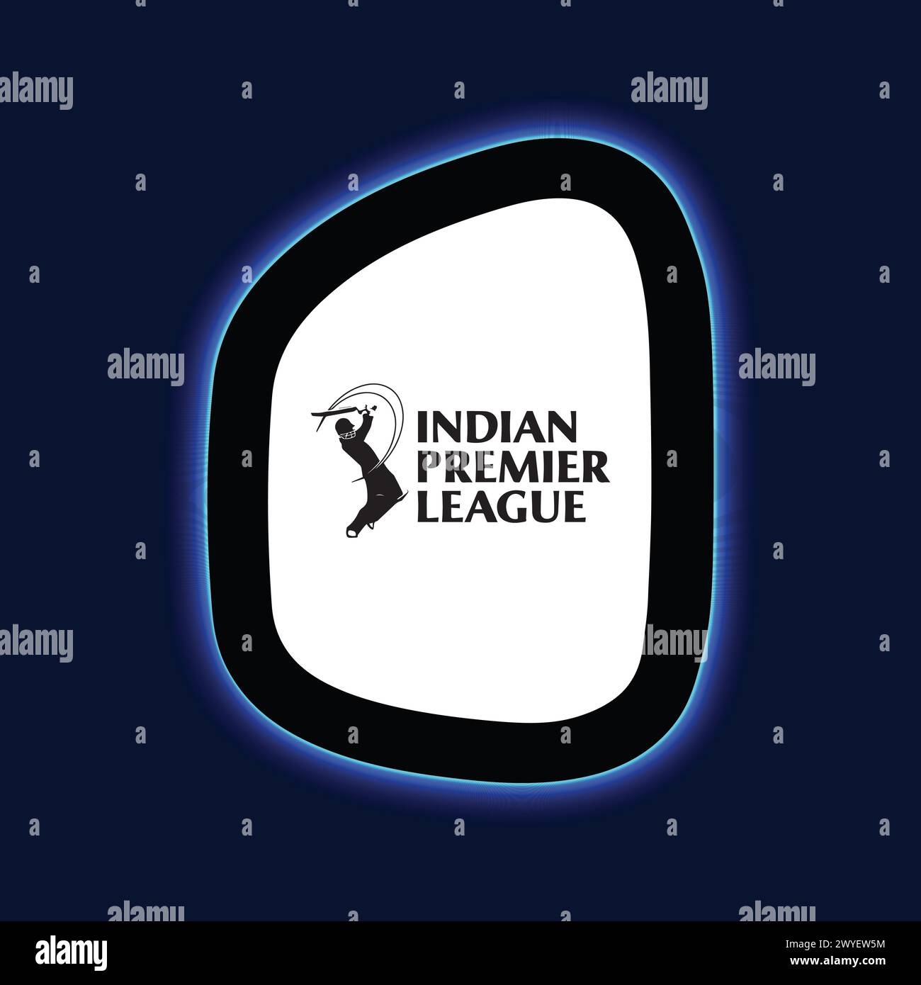 Indian Premier League Logo Neon Light Board View Blue Background, Vector Illustration Abstract Editable image Stock Vector