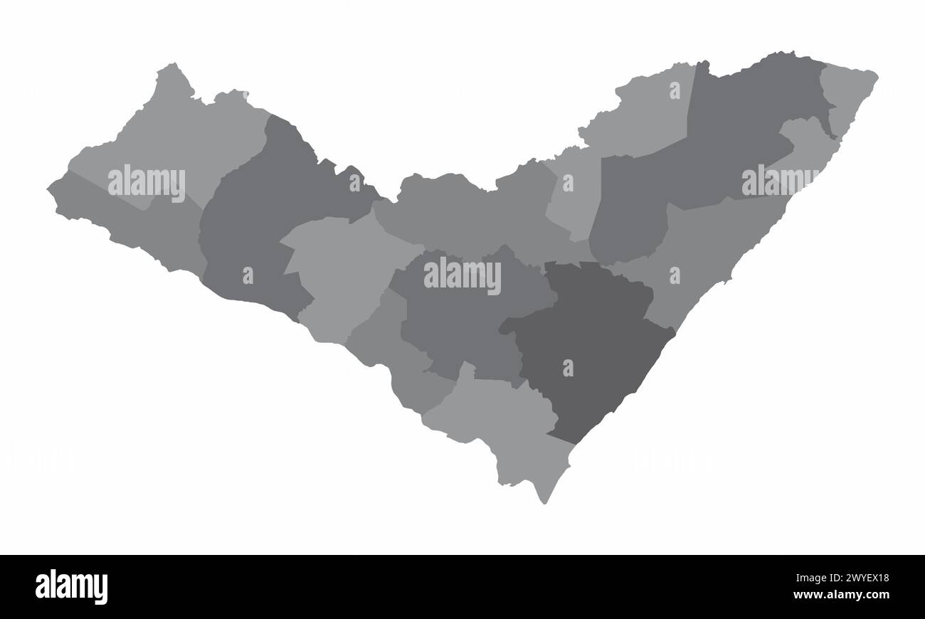 The administrative map of Alagoas State in grayscale, Brazil Stock ...