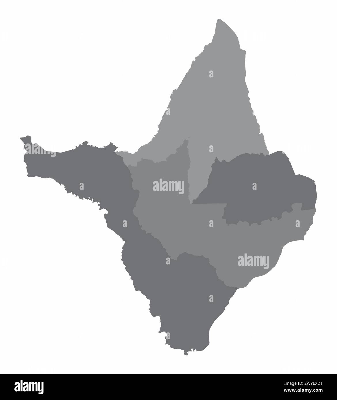 The administrative map of Amapa State in grayscale, Brazil Stock Vector