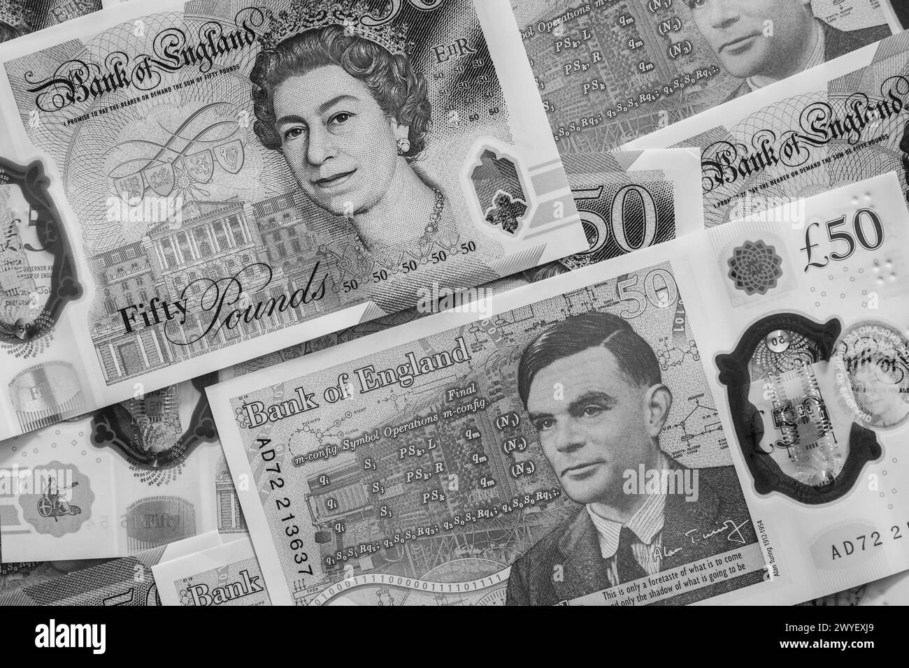 The new Bank of England £50 polymer banknote featuring World War II codebreaker Alan Turing. Stock Photo