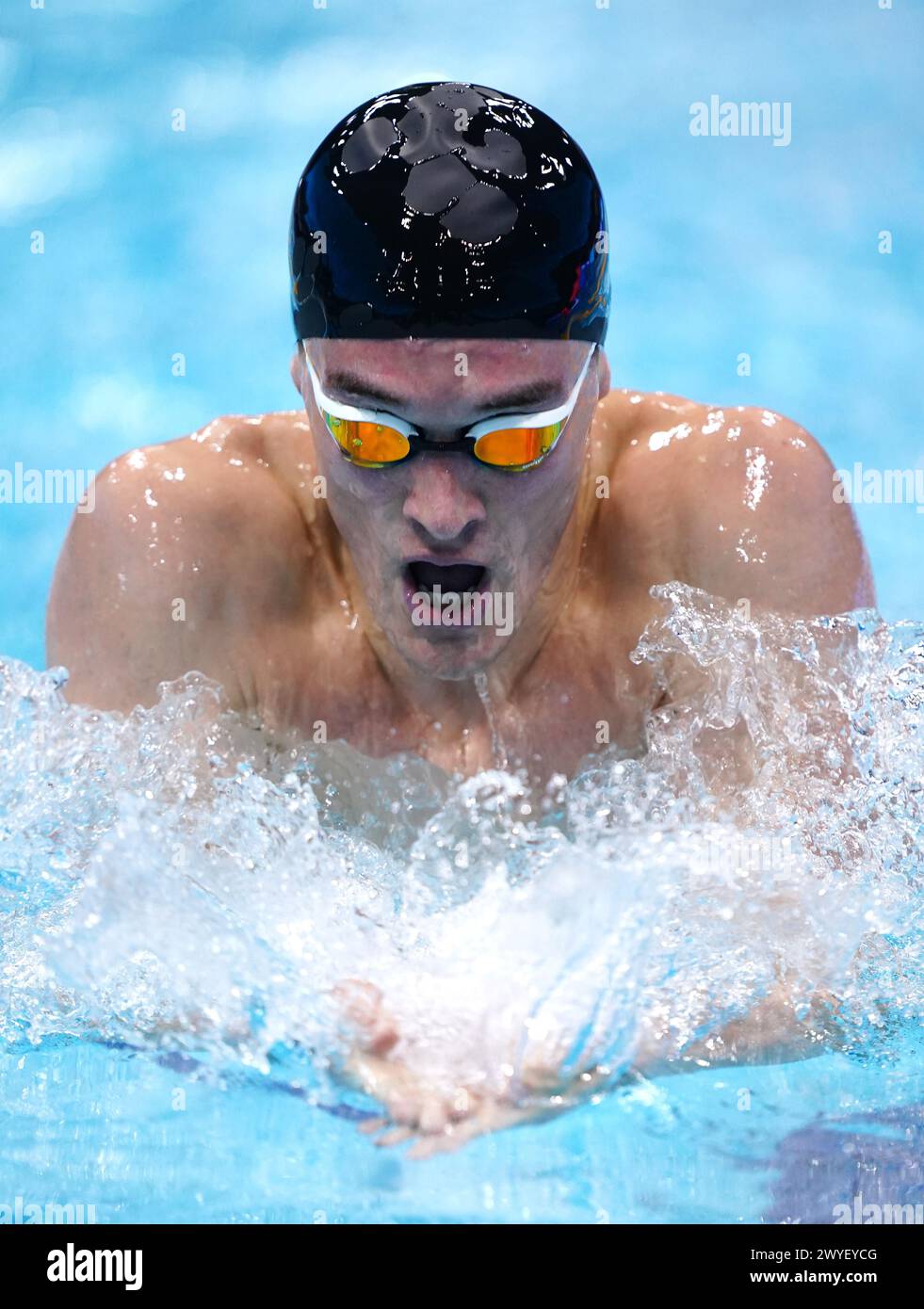 James Wilby in action during the Men's 200m Breaststroke Heats on day ...