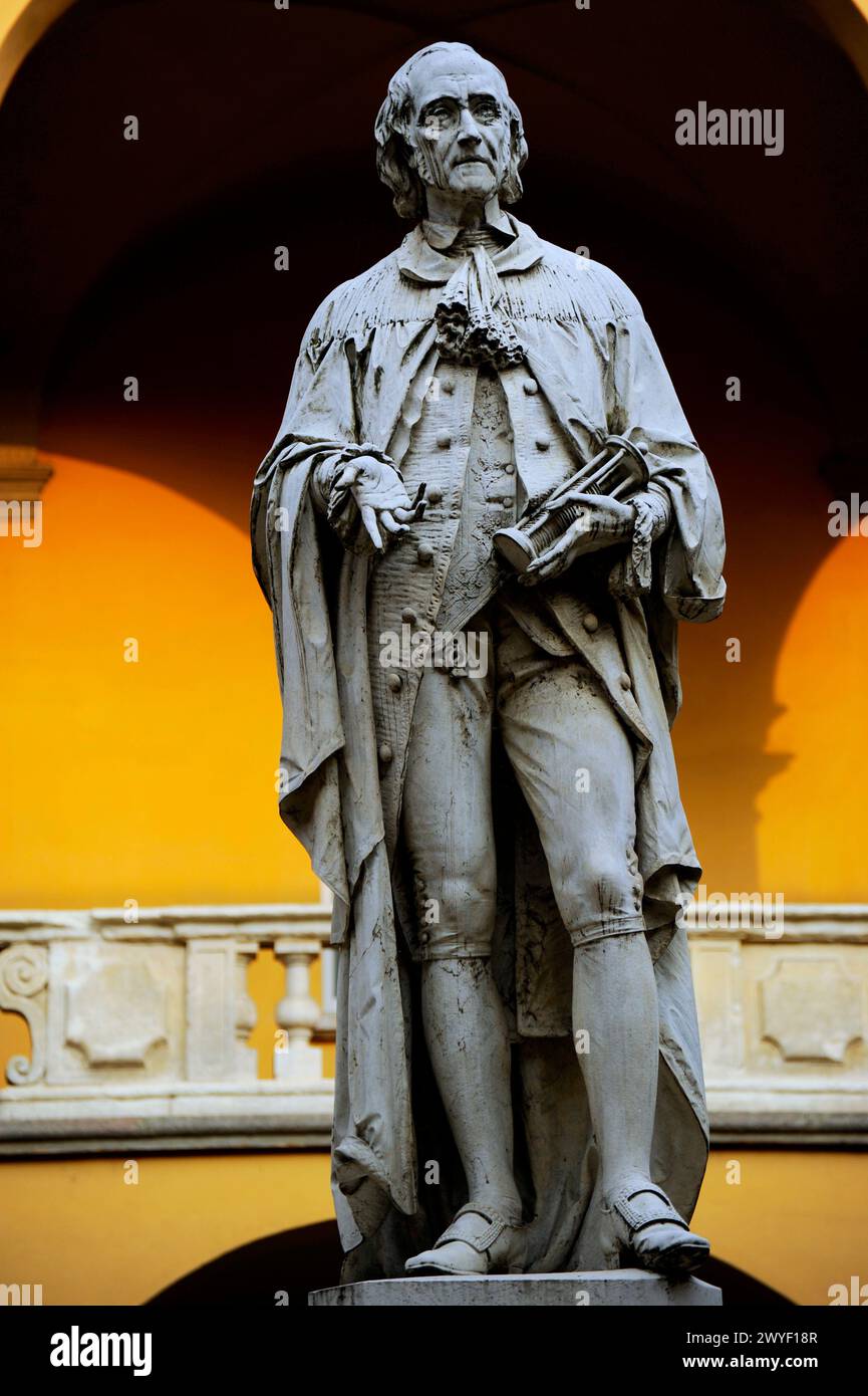 Alessandro Volta (18 February 1745 – 5 March 1827) Italian physicist and chemist Statue at the cloister of The University Palace in Pavia Italy Stock Photo