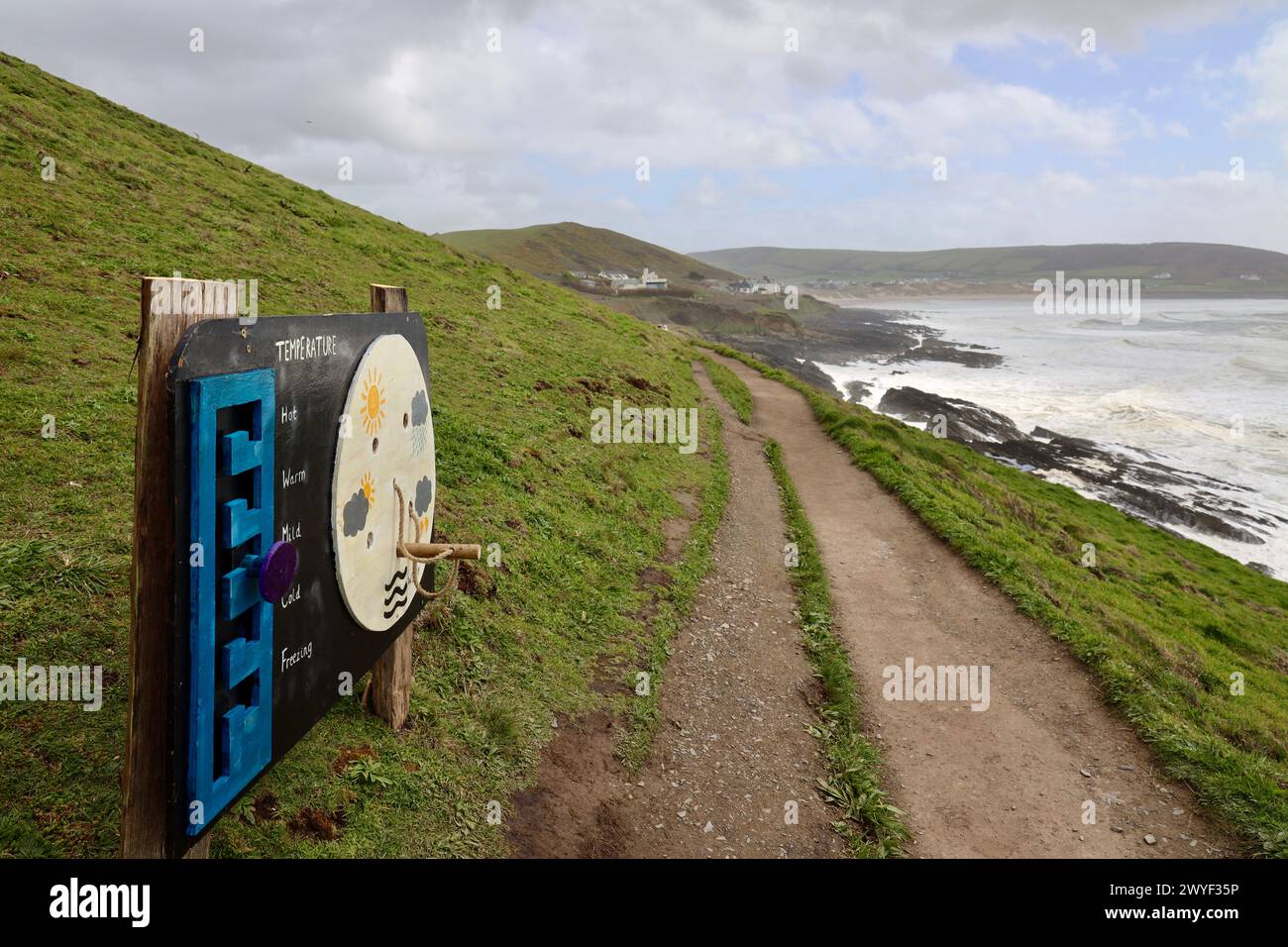 Baggy Point, Croyde, Devon, 6 April 2024, Mild and windy weather along the North Devon coast path. Credit: Julian Kemp/Alamy Live News Stock Photo